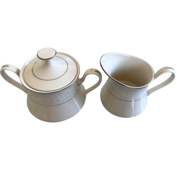 Ivory Fantasy Japan Creamer Sugar Bowl Set White Lace - Picture 5 of 5